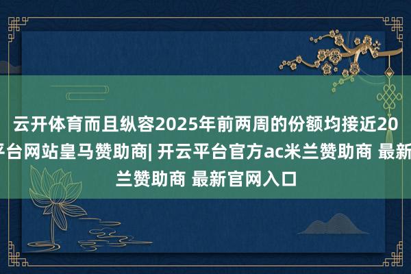 云开体育而且纵容2025年前两周的份额均接近20%-开云平台网站皇马赞助商| 开云平台官方ac米兰赞助商 最新官网入口